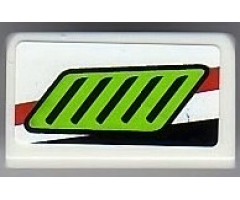 Slope 30 1 x 2 x 2/3 with Lime Air Intake Pattern Model Left (Sticker) - Set 8899