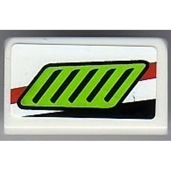 Slope 30 1 x 2 x 2/3 with Lime Air Intake Pattern Model Left (Sticker) - Set 8899