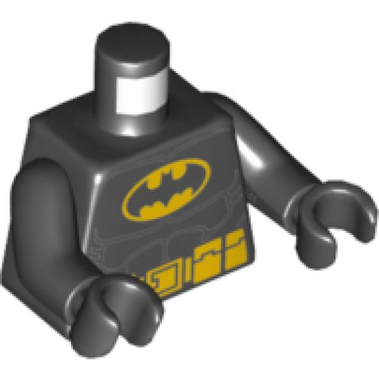 Torso Batman Logo in Yellow Oval with Muscles and Yellow Belt with Pockets Pattern / Black Arms / Black Hands