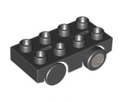 Duplo, Vehicle Car Base 2 x 4 with 2 Black Wheels and 2 Black Tires with Silver Hub Pattern