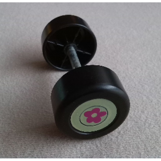 Duplo, Vehicle Wheel Double Assembly with Metal Axle and Flower Pattern