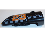 Technic, Panel Fairing # 4 Small Smooth Long, Side B with Orange '23' and White Checkered Pattern (Sticker) - Set 42002
