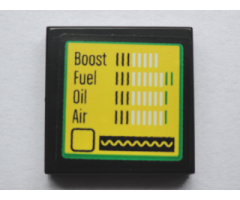 Tile 2 x 2 with 'Boost', 'Fuel, 'Oil' and 'Air' Bar Gauges and Sine Wave Meter Pattern (Sticker) - Set 75913