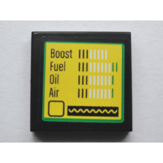 Tile 2 x 2 with 'Boost', 'Fuel, 'Oil' and 'Air' Bar Gauges and Sine Wave Meter Pattern (Sticker) - Set 75913