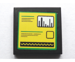 Tile 2 x 2 with Bar Graph and Sine Wave Meters and Text Lines Pattern (Sticker) - Set 75913