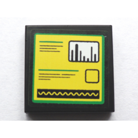 Tile 2 x 2 with Bar Graph and Sine Wave Meters and Text Lines Pattern (Sticker) - Set 75913