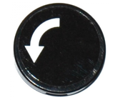 Tile, Round 2 x 2 with Bottom Stud Holder with White Curved Arrow on Black Background Pattern (Sticker) - Set 60104