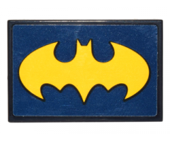 Tile 2 x 3 with Bright Light Orange Bat Symbol on Dark Blue Background Pattern (Sticker) - Set 41230