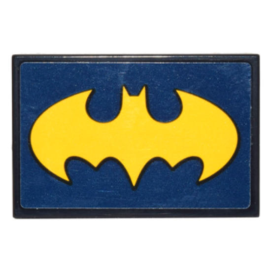 Tile 2 x 3 with Bright Light Orange Bat Symbol on Dark Blue Background Pattern (Sticker) - Set 41230