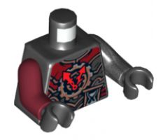 Torso Ninjago Dark Red, Silver and Copper Armor with Clock and Hourglass Pattern / Pearl Dark Gray Arm Left / Dark Red Arm Right / Black Hands