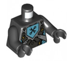 Torso Nexo Knights Armor with Silver Panels and Azure Emblem with Black Crossed Spanner Wrench and Box Wrench Pattern / Black Arms / Black Hands