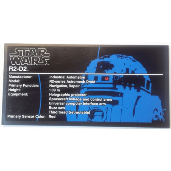 Tile 8 x 16 with Bottom Tubes with R2-D2 Pattern (Sticker) - Set 10225