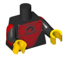 Torso Wetsuit with Red Front Panel with Wave Logo Pattern / Black Arms with Red Shoulder and Stripes Pattern / Yellow Hands