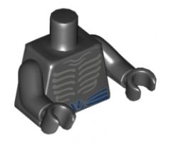 Torso Ninjago Skeleton Ribs Gray and Dark Blue Waist Sash Pattern / Black Arms / Black Hands