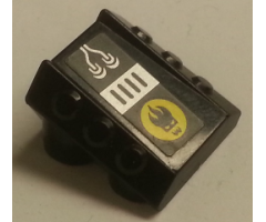 Brick, Modified 2 x 2 No Studs, Sloped with 6 Side Pistons Raised with Wires, Grille and Agents Dr. Inferno Logo Pattern (Sticker) - Set 8633