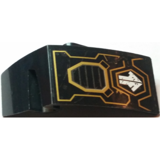 Technic, Panel Car Mudguard Left with White Arrow, Vent Grille and Tubing on Gold Outline Pattern (Sticker) - Set 70723