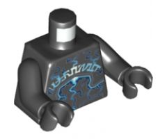 Torso with Rock Plates, Blue and White Lightning Effect and Arcane Symbols Pattern / Black Arms / Black Hands
