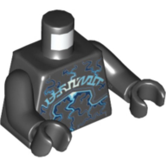 Torso with Rock Plates, Blue and White Lightning Effect and Arcane Symbols Pattern / Black Arms / Black Hands