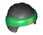 Minifigure, Headgear Ninjago Wrap Type 3 with Green Bandana and Knot and Gold Ninjago Logogram 'LL' Pattern