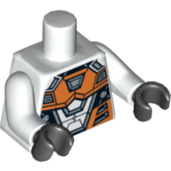 Torso Space with Orange and Silver Battle Mech Pattern / White Arms / Black Hands