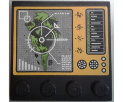 Tile, Modified 4 x 4 with Studs on Edge with Target Screen and Control Panel Pattern (Sticker) - Set 70134