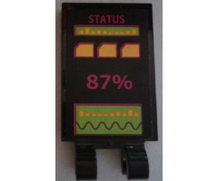 Tile, Modified 2 x 3 with 2 Clips with 'STATUS,' Monitors and '87%' Pattern (Sticker) - Set 79117