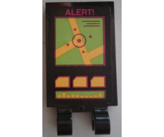 Tile, Modified 2 x 3 with 2 Clips with 'ALERT!' and Satellite Map Pattern (Sticker) - Set 79117