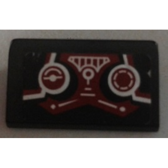 Slope 30 1 x 2 x 2/3 with 2 Dark Red and White Gauges and Control Stick Pattern (Sticker) - Set 70164