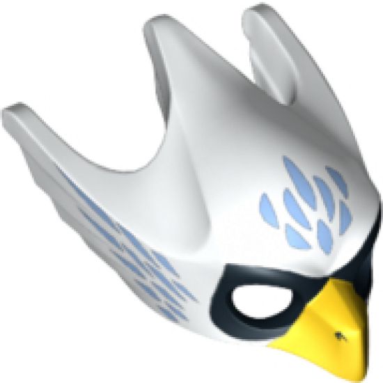 Minifigure, Headgear Mask Bird (Eagle) with Yellow Beak, Medium Blue Feathers and Black Eye Circles Pattern