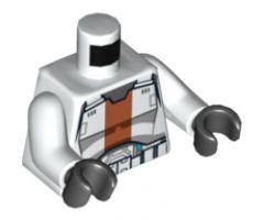 Torso SW Armor Republic Trooper with Orange Stripe Pattern / White Arms / Black Hands