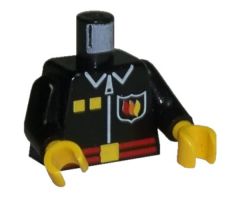 Torso Fire Flame Badge, Red Belt, Zipper and Collar Pattern / Black Arms / Yellow Hands