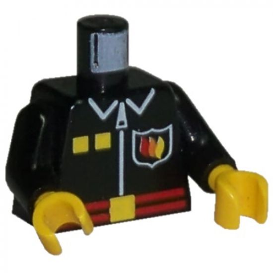 Torso Fire Flame Badge, Red Belt, Zipper and Collar Pattern / Black Arms / Yellow Hands