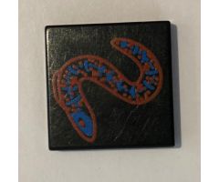 Tile 2 x 2 with Blue and Red Eel Pattern
