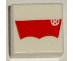 Tile 1 x 1 with Red Levi Logo Pattern