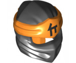Minifigure, Headgear Ninjago Wrap Type 4 with Orange Headband and Black Ninjago Logogram 'C' Pattern