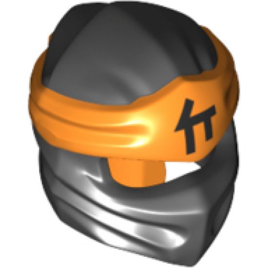 Minifigure, Headgear Ninjago Wrap Type 4 with Orange Headband and Black Ninjago Logogram 'C' Pattern