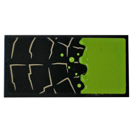 Tile 2 x 4 with Stone Outline and Lime Bubbling Slime Pattern (Sticker) - Set 76056