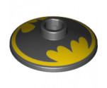 Dish 2 x 2 Inverted (Radar) with Black Batman Logo on Yellow Background Pattern