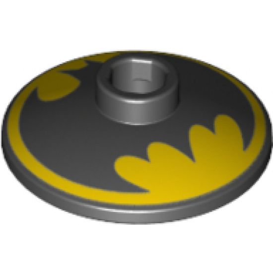 Dish 2 x 2 Inverted (Radar) with Black Batman Logo on Yellow Background Pattern
