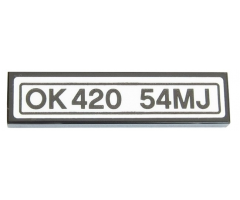 Tile 1 x 4 with 'OK420 54MJ' License Plate Pattern (Sticker) - Set 42054