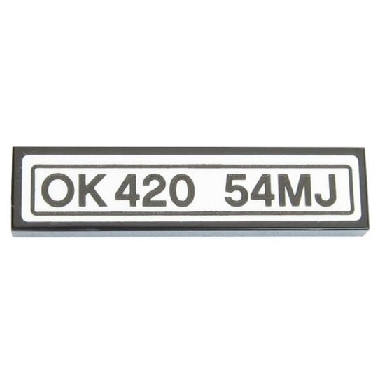 Tile 1 x 4 with 'OK420 54MJ' License Plate Pattern (Sticker) - Set 42054