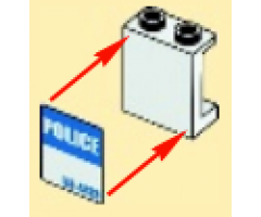 Panel 1 x 2 x 2 with Side Supports - Hollow Studs with Blue 'BE-4473' and White 'POLICE' Pattern Model Right Side (Sticker) - Set 4473