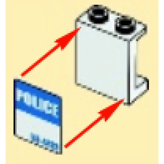 Panel 1 x 2 x 2 with Side Supports - Hollow Studs with Blue 'BE-4473' and White 'POLICE' Pattern Model Right Side (Sticker) - Set 4473