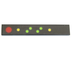 Tile 1 x 6 with Red Light, 4 Lime and 2 Yellow Dots on Black Background Pattern Model Left Side (Sticker) - Set 42054