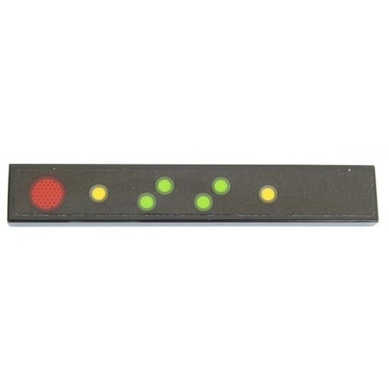 Tile 1 x 6 with Red Light, 4 Lime and 2 Yellow Dots on Black Background Pattern Model Left Side (Sticker) - Set 42054