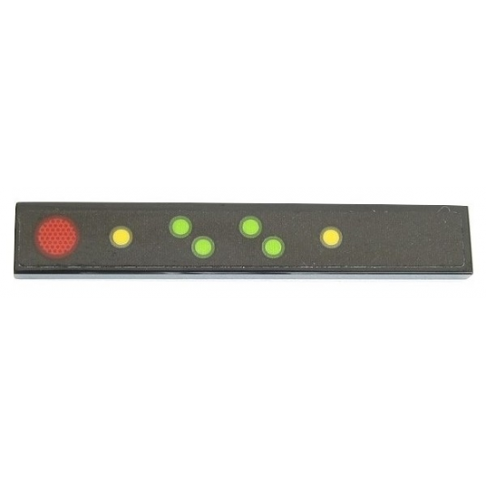 Tile 1 x 6 with Red Light, 4 Lime and 2 Yellow Dots on Black Background Pattern Model Right Side (Sticker) - Set 42054