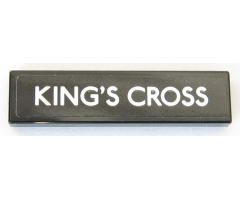 Tile 1 x 4 with White 'KING'S CROSS' on Black Background Pattern (Sticker) - Set 75955