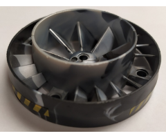 Aircraft Engine Very Large Turbine, with Pearl Light Gray Marbled Center with Yellow and Black Danger Stripes Pattern (4 Stickers) - Set 7704