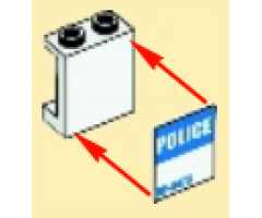 Panel 1 x 2 x 2 with Side Supports - Hollow Studs with Blue 'BE-4473' and White 'POLICE' Pattern Model Left Side (Sticker) - Set 4473