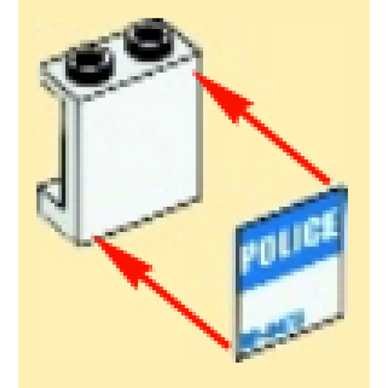 Panel 1 x 2 x 2 with Side Supports - Hollow Studs with Blue 'BE-4473' and White 'POLICE' Pattern Model Left Side (Sticker) - Set 4473